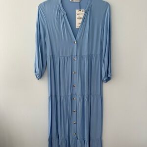 Zara Light Blue 3/4 Sleeve Dress